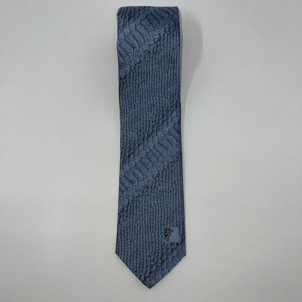 Versace‎ Collection Mens Blue Silk Geometric Pattern Classic Neck Tie - Picture 3 of 7